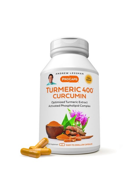 ANDREW LESSMAN Turmeric 400mg - 120 Capsules - 95% Curcuminoids as Phospholipid Complex for Optimum Benefits and Absorption, High Potency Standardized Extract, Small Easy to Swallow Capsules