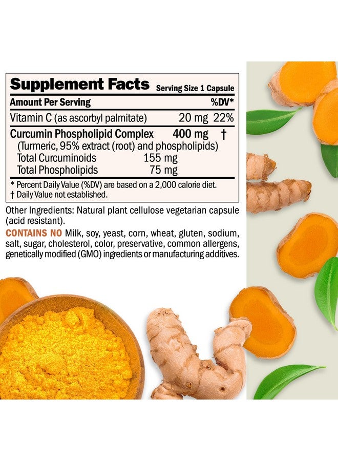 ANDREW LESSMAN Turmeric 400mg - 120 Capsules - 95% Curcuminoids as Phospholipid Complex for Optimum Benefits and Absorption, High Potency Standardized Extract, Small Easy to Swallow Capsules