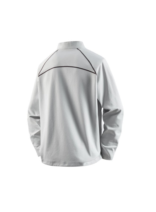 Lombt Mountain Outdoor Half-zip Hassu Long Sleeve T-shirt Men Spring Loose Breathable Top Tz90 Light Cloud Gray L - Image 4