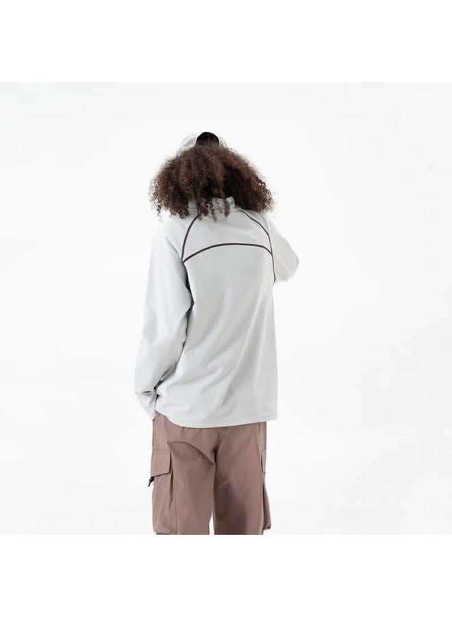 Lombt Mountain Outdoor Half-zip Hassu Long Sleeve T-shirt Men Spring Loose Breathable Top Tz90 Light Cloud Gray L - Image 2