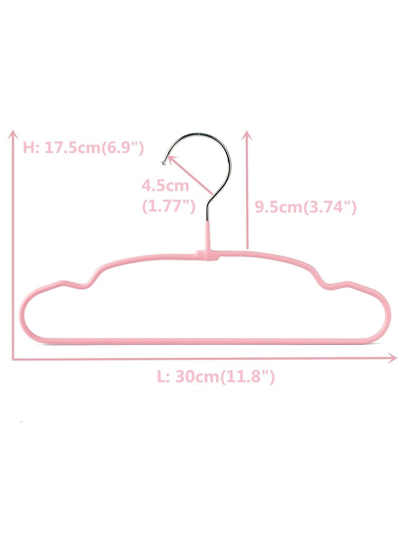 Amber Home Premium Baby Clothes Hangers Sturdy Metal Wire Coating Hanger Ultra Slim Durable Space Saving Children Toddler Kids Clothes Hangers for Shirt Coat Pants Trousers Pink 20 Pieces - Image 2