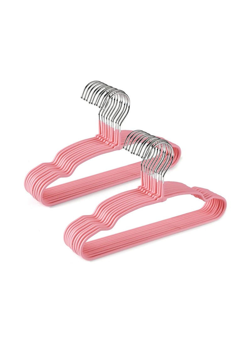 Amber Home Premium Baby Clothes Hangers Sturdy Metal Wire Coating Hanger Ultra Slim Durable Space Saving Children Toddler Kids Clothes Hangers for Shirt Coat Pants Trousers Pink 20 Pieces - Image 1