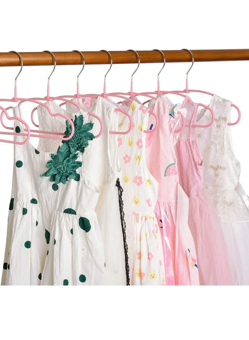 Amber Home Premium Baby Clothes Hangers Sturdy Metal Wire Coating Hanger Ultra Slim Durable Space Saving Children Toddler Kids Clothes Hangers for Shirt Coat Pants Trousers Pink 20 Pieces - Image 3
