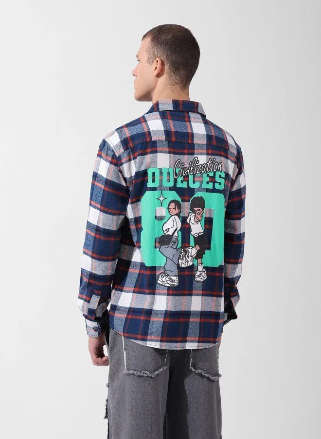 The Indian Garage Co Men Relaxed Fit Graphic Printed Cutaway Collar Full Sleeves Shirt