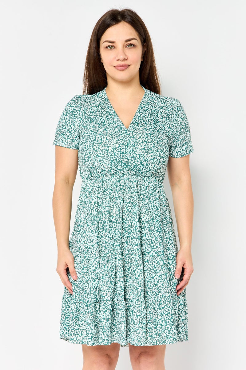 trendyol Women Floral Pattern Mini Dress, Multicolor - Image 1