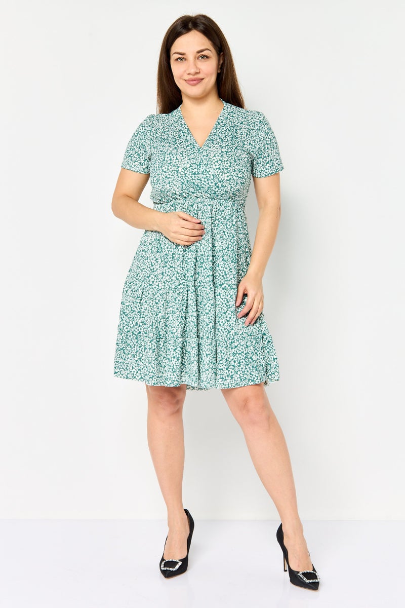 trendyol Women Floral Pattern Mini Dress, Multicolor - Image 4