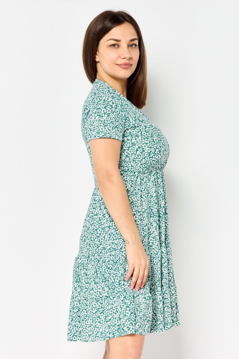 trendyol Women Floral Pattern Mini Dress, Multicolor - Image 3