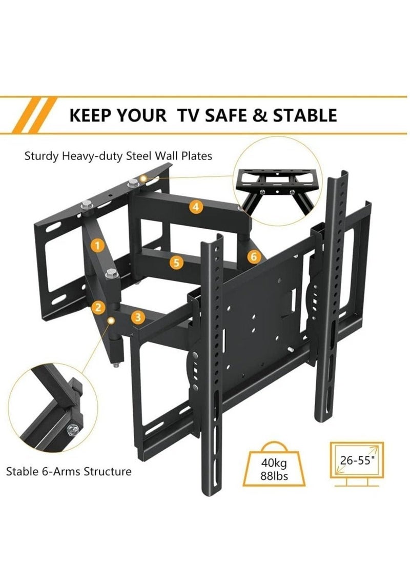 TV Stand/Television Stands for 26-75 Inch TV Wall Mount TV Stand with Rugged Double Arm Bracket, Standard Load-bearing 26"-55" Maximum size 75 inch - Image 2