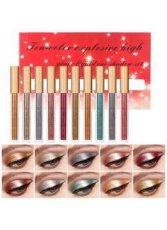 VERONNI 10 Colors Glitter Liquid Eyeshadow Set ,Metallic Shimmer Naked Smokey blast EyeMakeup Long Lasting Waterproof Sweatproof Eyeshadow Quick-Drying Sparkling Non-smudge Eyeshadow Kits  - Image 1
