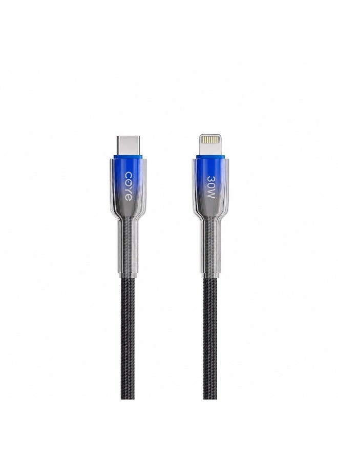 كابل شحن سريع COYE CM-21 بقدرة 30 واط من Type-C إلى Lightning بطول 1 متر - أسود - Image 1
