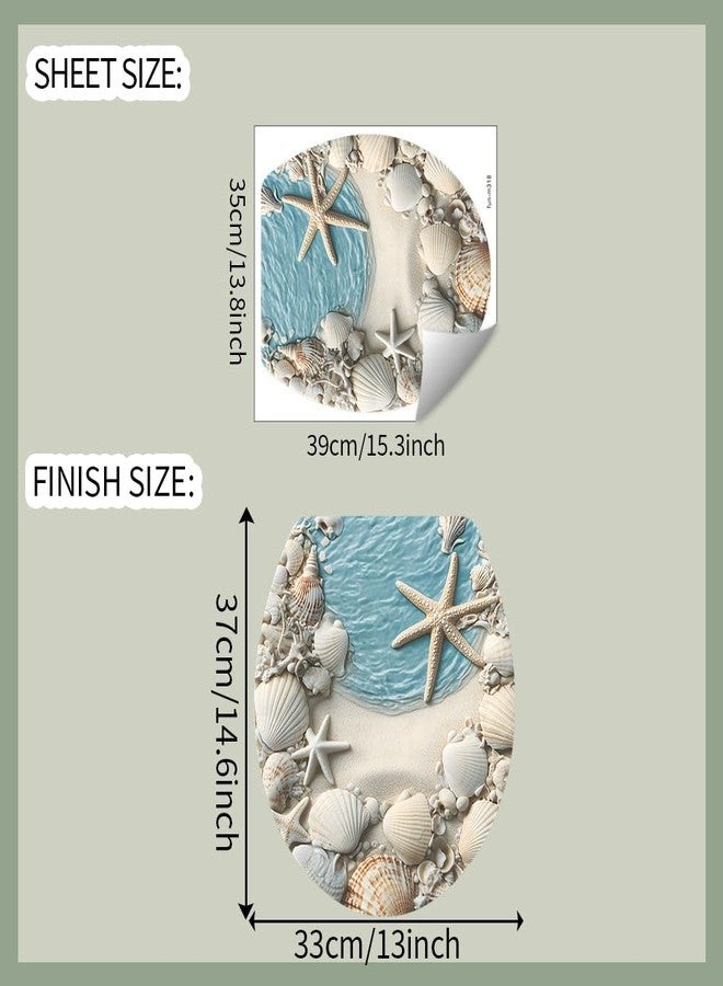BooDecal Ocean Series Cute Beach Seashell Starfish Conch Wall Decals Tropical Fish Toilet Lid Cover Stickers for Bathroom Seat Waterfroof Peel and Stick Decals 13 x 14.6 inches - Image 2