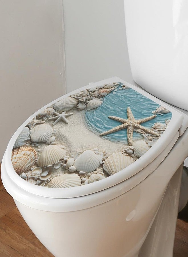 BooDecal Ocean Series Cute Beach Seashell Starfish Conch Wall Decals Tropical Fish Toilet Lid Cover Stickers for Bathroom Seat Waterfroof Peel and Stick Decals 13 x 14.6 inches - Image 4