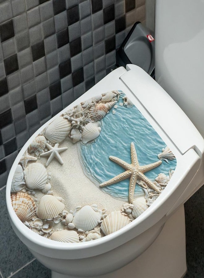 BooDecal Ocean Series Cute Beach Seashell Starfish Conch Wall Decals Tropical Fish Toilet Lid Cover Stickers for Bathroom Seat Waterfroof Peel and Stick Decals 13 x 14.6 inches - Image 5