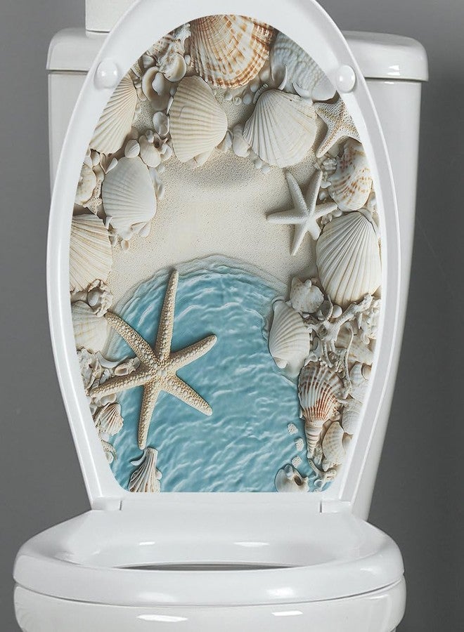 BooDecal Ocean Series Cute Beach Seashell Starfish Conch Wall Decals Tropical Fish Toilet Lid Cover Stickers for Bathroom Seat Waterfroof Peel and Stick Decals 13 x 14.6 inches - Image 3