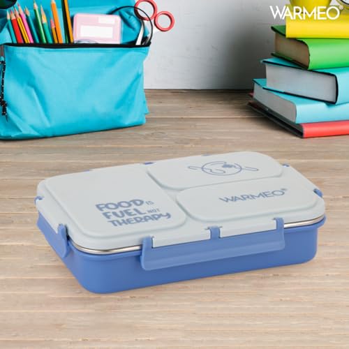 WARMEO Brunch 3 Insulated Lunch Box with Three Compartment BPA Free, Food Grade Ideal for School, Picnic, Office & Outdoor - 750ml Powder Blue, Stainless Steel - Image 2