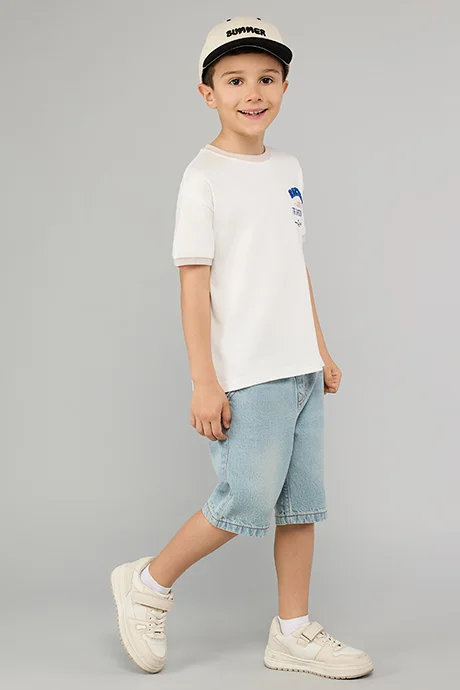 أر أند بي Washed Denim Shorts with Button Closure