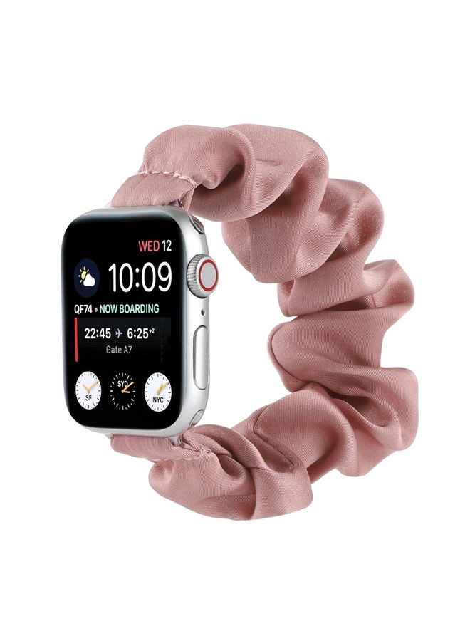 Replacement Strap Scarf Hair Tie Watch Band For Apple Watch Series 9&8&7 41mm / SE 3&SE 2&6&SE&5&4 40mm / 3&2&1 38mm Lotus Root Pink 