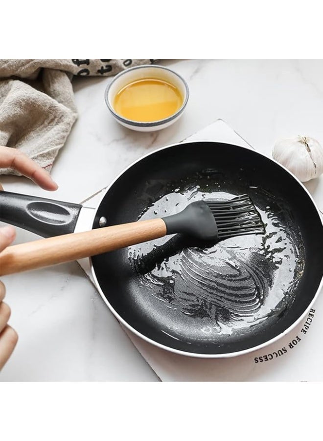 12-Piece Silicone Kitchen Utensil Set with Holder - Non-Stick Kitchen Utensil Set for Cooking and Baking - Heat Resistant and BPA Free with Wooden Handle - Household Kitchen Supplies (Gray) - Image 5