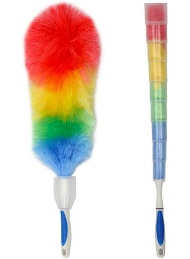 SAQOWARE Saqoclean Feather Duster Soft Rainbow with Cover Bendable | Flexible Multicoloured Cleaner Tool Dusting Brush Fan, Car, Home, Offices, Dust Remover, Furniture and Multipurpose use - Image 1