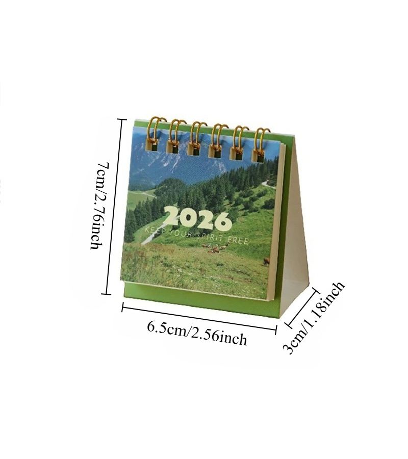 Sunset Glow Landscape Desk Calendar Compact Creative Desktop Ornament Portable Mini Decorative Calendar For Travel - Image 2