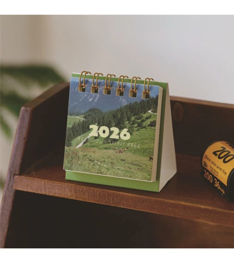 Sunset Glow Landscape Desk Calendar Compact Creative Desktop Ornament Portable Mini Decorative Calendar For Travel - Image 1