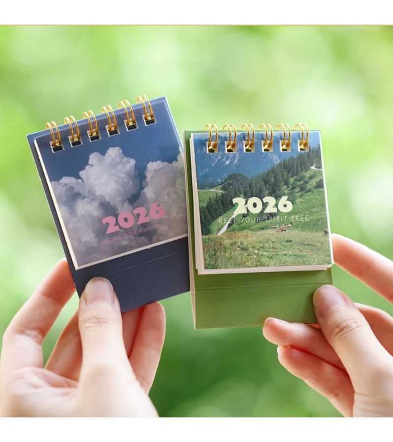 Sunset Glow Landscape Desk Calendar Compact Creative Desktop Ornament Portable Mini Decorative Calendar For Travel - Image 4