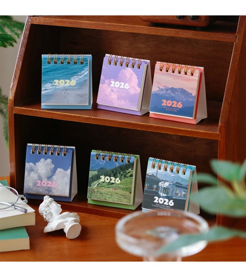 Sunset Glow Landscape Desk Calendar Compact Creative Desktop Ornament Portable Mini Decorative Calendar For Travel - Image 5