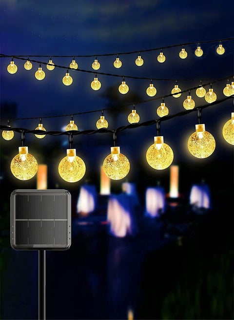 أضواء سلسلة شمسية مقاومة للماء بطول 12 متر، تحتوي على 100 لمبة LED، تعمل بالطاقة الشمسية، مناسبة للحديقة، إضاءة المنزل، الفناء، والحفلات