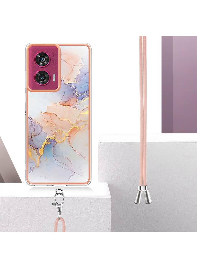 اس-توب جراب لهاتف Motorola Edge 50 Fusion بنمط طلاء كهربائي IMD TPU مقاوم للصدمات مع حبل للرقبة - Image 3