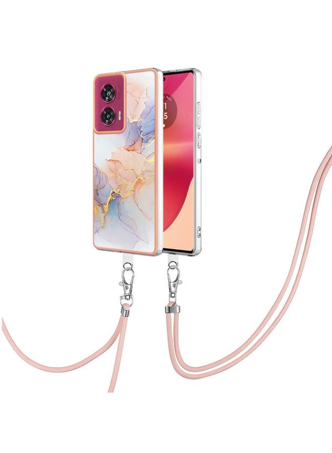 اس-توب جراب لهاتف Motorola Edge 50 Fusion بنمط طلاء كهربائي IMD TPU مقاوم للصدمات مع حبل للرقبة - Image 1