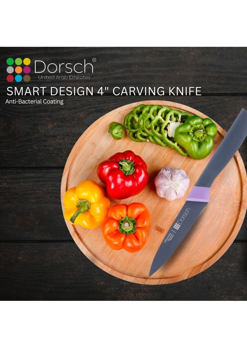 Dorsch Danish Design 4-Inch Carving Knife | Premium High-Carbon German Steel Blade | Ultra-Sharp Precision Edge | Rust-Proof & Hygienic Non-Stick Coating | Ergonomic Handle for Comfort | Protective Sheath Included - Image 2