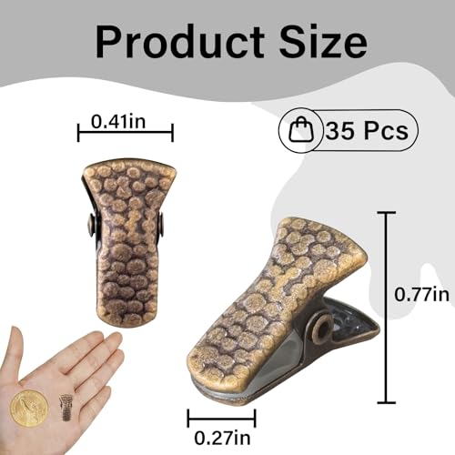 YUCHIYA 35 Pack Mini Metal Alligator Clips for Crafts Non-Slip Silicone-Coated Retro DIY Badge Small Spring Clips (Bronze) - Image 2