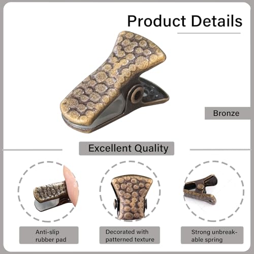 YUCHIYA 35 Pack Mini Metal Alligator Clips for Crafts Non-Slip Silicone-Coated Retro DIY Badge Small Spring Clips (Bronze) - Image 3