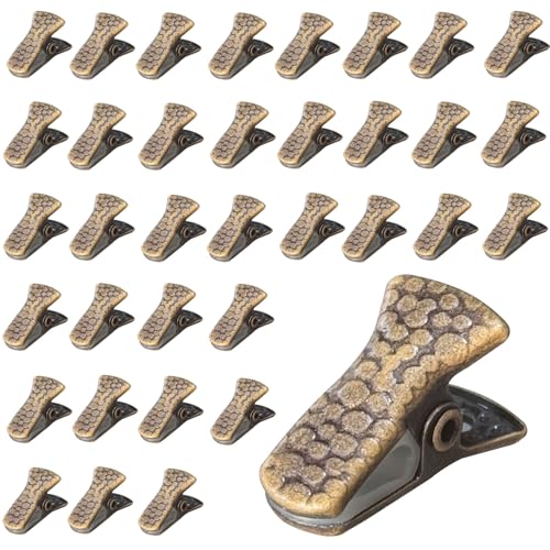 YUCHIYA 35 Pack Mini Metal Alligator Clips for Crafts Non-Slip Silicone-Coated Retro DIY Badge Small Spring Clips (Bronze) - Image 1