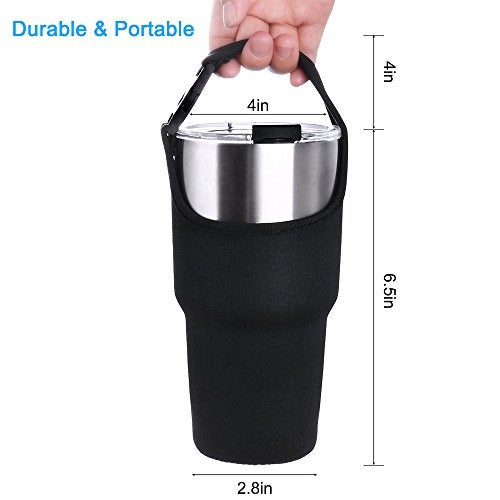 DanziX 2 Pack Tumbler Carrier Holder Pouch for All 30oz Stainless Steel Travel Insulated Coffee Mug,DanziX Neoprene Sleeve with Carrying Handle,Fit for YETI Rambler Ozark Trail Rtic and More-Black Blue - Image 3
