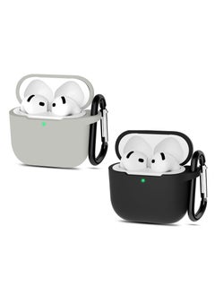 2 Pack Silicone Case Compatible with AirPods 4, Protective Silicone Skin Accessories with Keychain for Apple AirPods 4th Generation Case, Front LED Visible (Black,Gray)