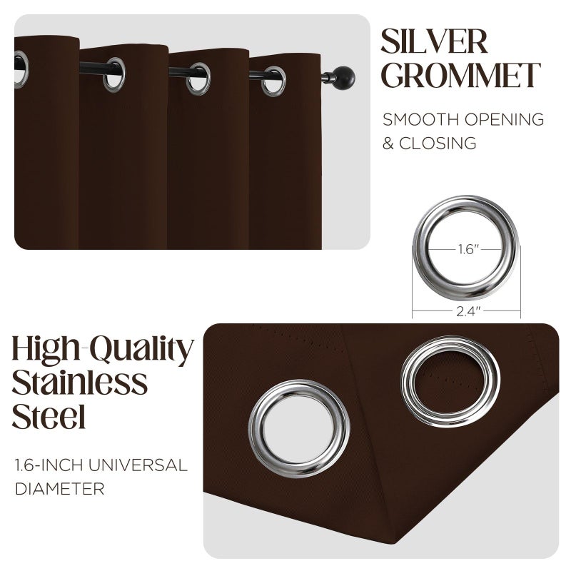 CUCRAF Blackout Curtains 84 inch Length 2 Panels Set, Room Darkening Drapes for Living Room Bedroom, Thermal Insulated Light Blocking Grommet Window Curtain (W52 x L84 Inch, Chocolate) - Image 2