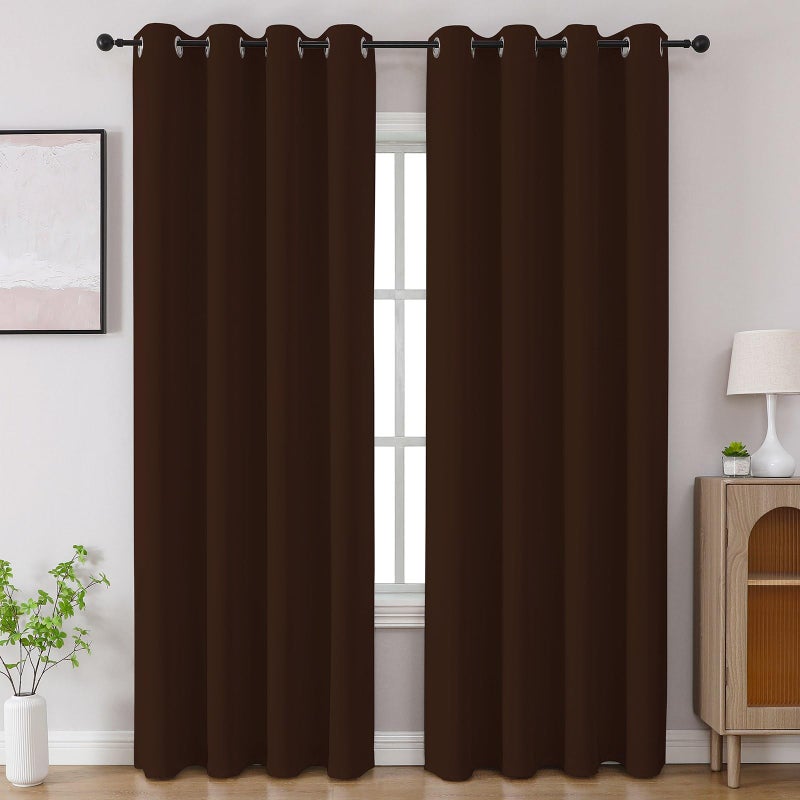 CUCRAF Blackout Curtains 84 inch Length 2 Panels Set, Room Darkening Drapes for Living Room Bedroom, Thermal Insulated Light Blocking Grommet Window Curtain (W52 x L84 Inch, Chocolate) - Image 1