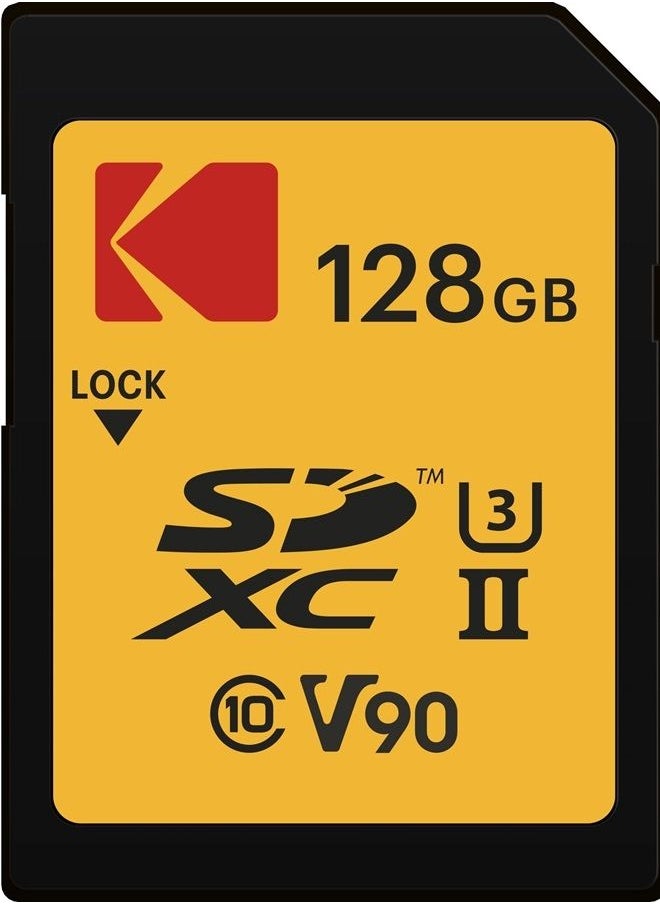Kodak Kodak 128GB UHS-II U3 V90 Ultra Pro SDXC Memory Card - Up to 3000MB/s Read Speed and 270MB/s Write Speed  - Image 1