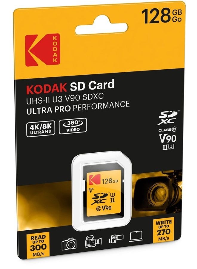 Kodak Kodak 128GB UHS-II U3 V90 Ultra Pro SDXC Memory Card - Up to 3000MB/s Read Speed and 270MB/s Write Speed  - Image 2