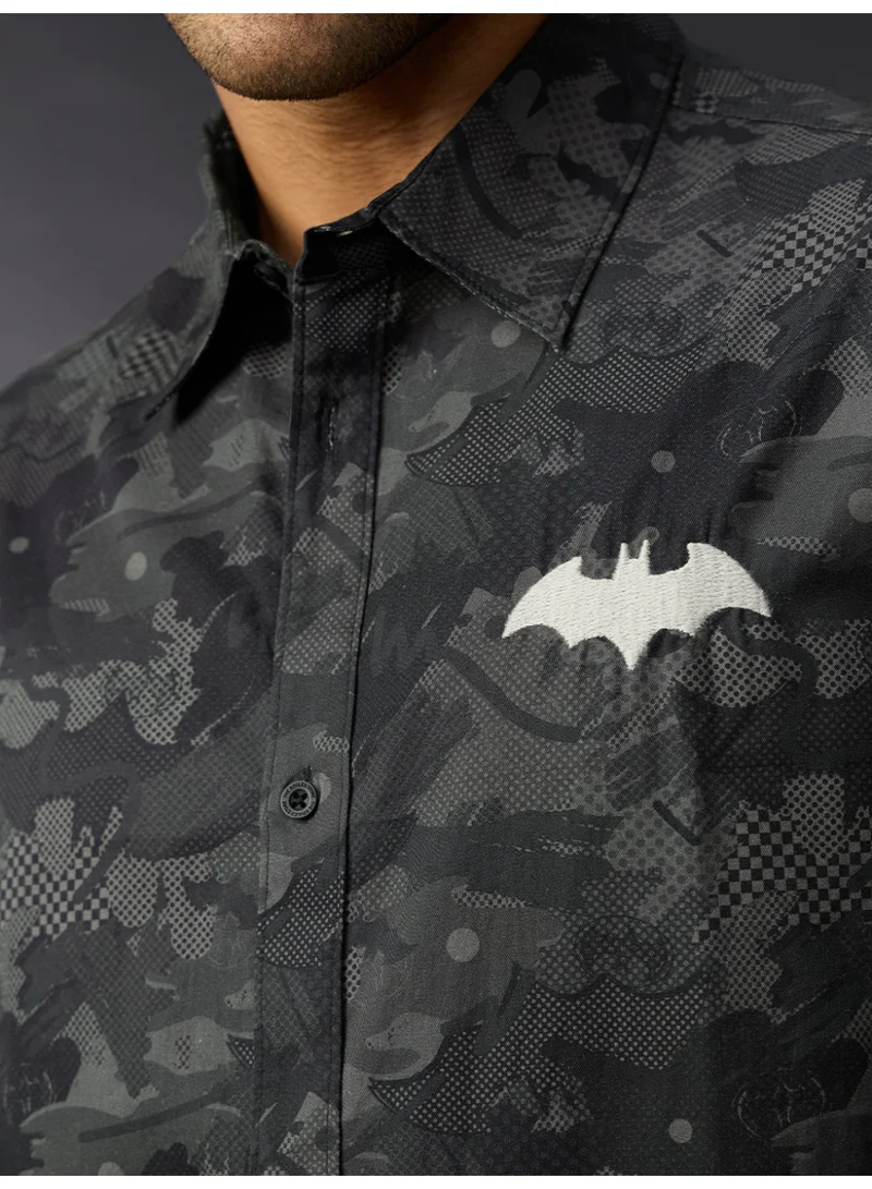 The Souled Store The Souled Store Men Batman Black Embroidered Relaxed Shirts