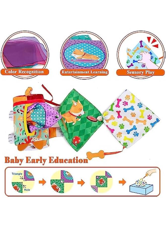 هوكور لعبة صندوق مناديل للأطفال، ألعاب مونتيسوري الحسية للأطفال من عمر 6 إلى 12 شهر، صندوق مناديل تعليمي ناعم، أوشحة ملونة للتعلم المبكر بعمر سنة واحدة للأولاد والبنات، قطن - Image 5