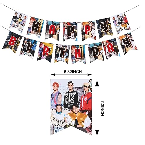 eTel Like Stray Kids Merch 5 Star Party Decorations Include Happy Birthday Banners, Cake Toppers, Cupcake Toppers, Balloons - Image 3