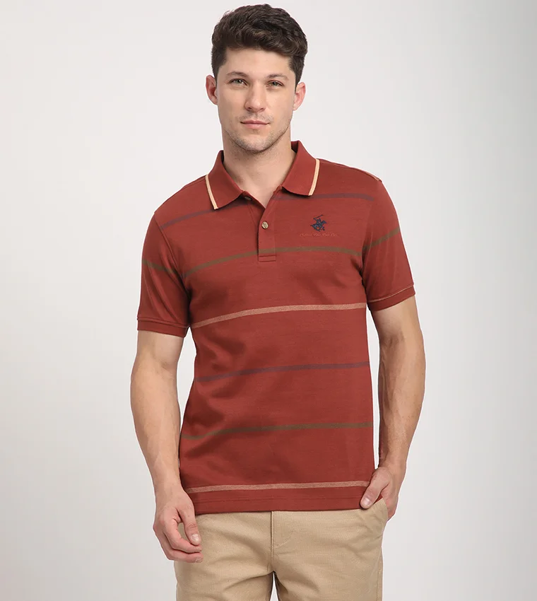 بيفرلي هيلز بولو كلوب Striped Logo Embroidered Polo T-Shirt