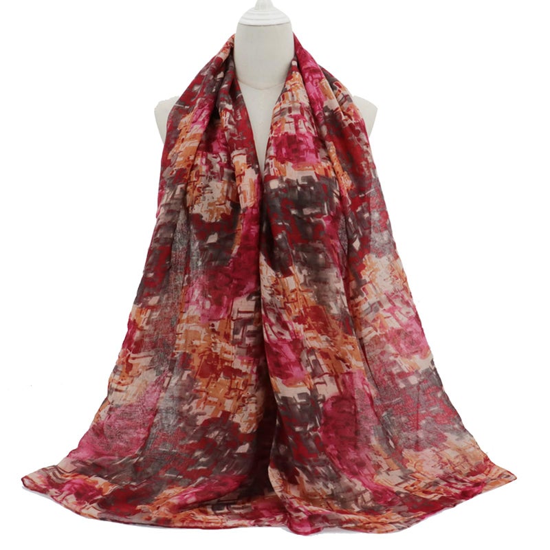vimate Spring Scarves for Women-Red Lightweight Gauze Headscarf Hijab Shawl Scarf for Spring Fall Winter (US-Style 14) - Image 3