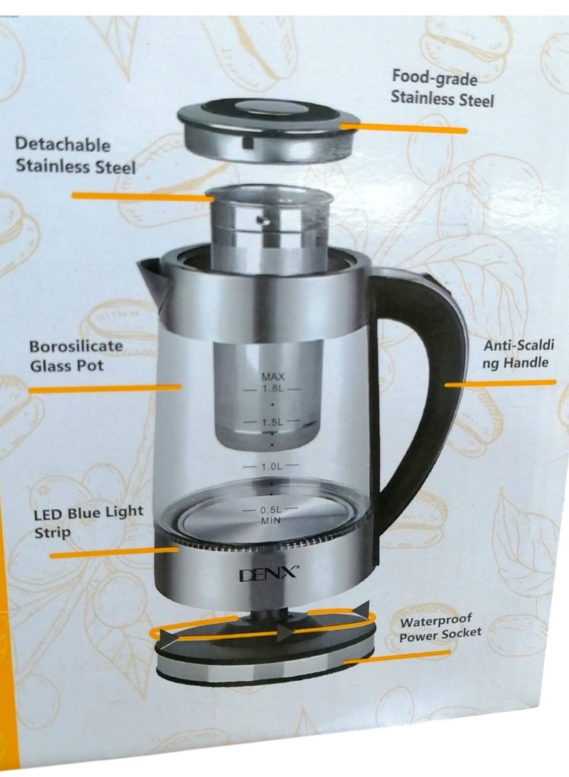 Denx 1.8L Electric Kettle with Temperature Control Degree 24 Hours, Stainless Steel Filter, 1500W - Image 2