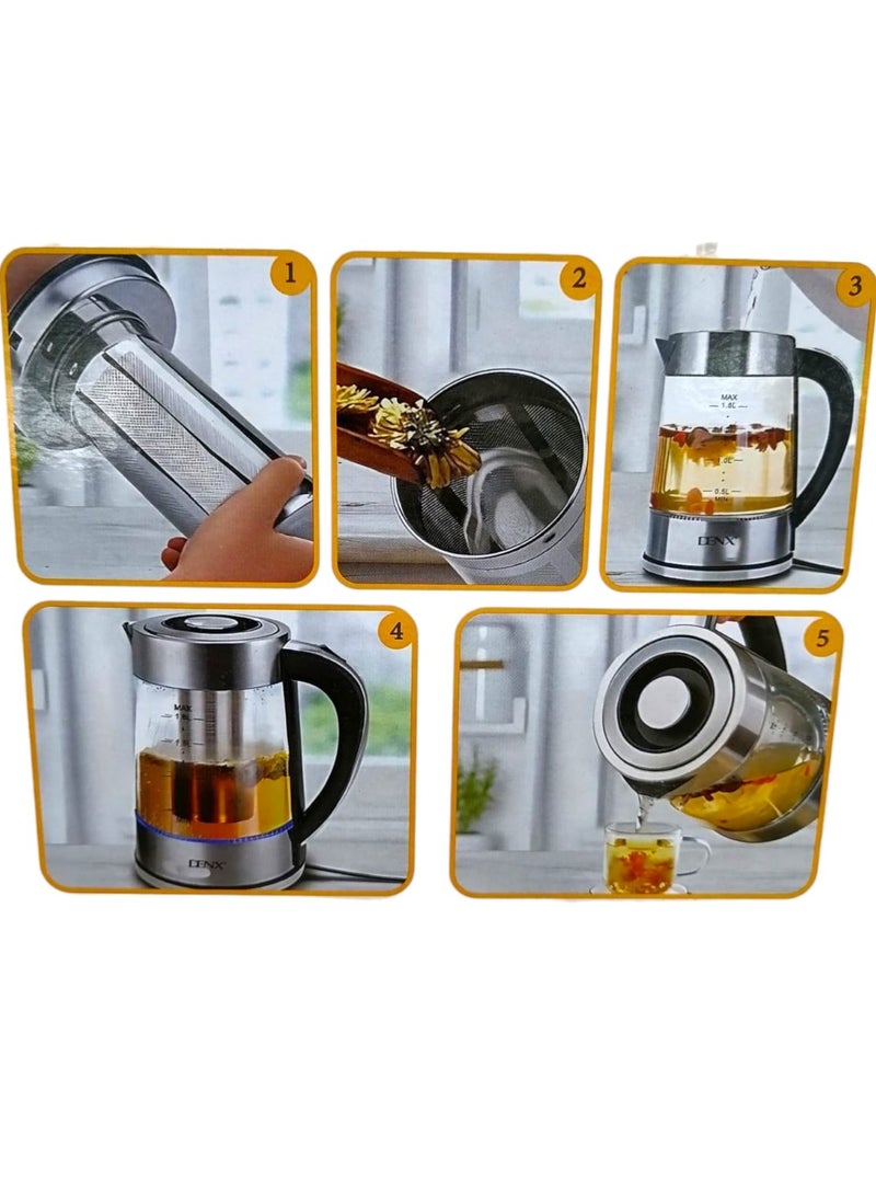 Denx 1.8L Electric Kettle with Temperature Control Degree 24 Hours, Stainless Steel Filter, 1500W - Image 3