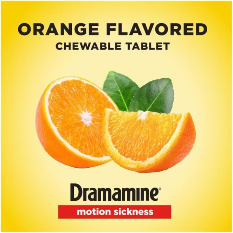 Dramamine Chewable Motion Sickness Relief Tablets - Orange Flavor, 8 Count, 3 Pack - Image 4