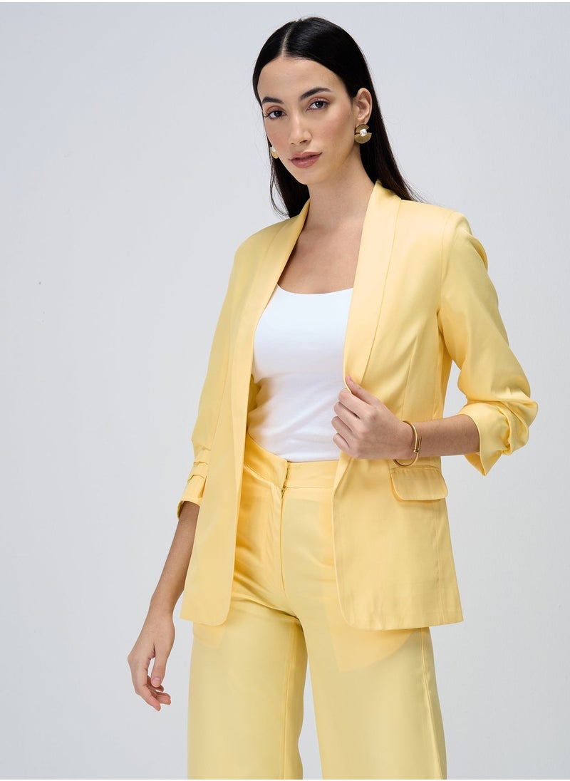 Salt Attire Women's Elegant Lemon Blazer - Tailored Fit, Premium Polyester Jacket for Office, Events, and Versatile Style  - Image 5