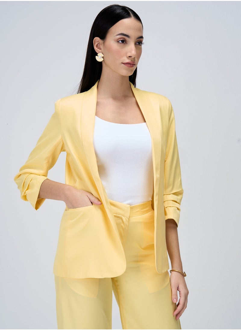 Salt Attire Women's Elegant Lemon Blazer - Tailored Fit, Premium Polyester Jacket for Office, Events, and Versatile Style  - Image 4
